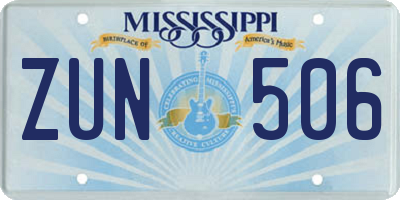 MS license plate ZUN506