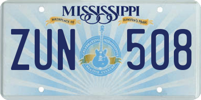 MS license plate ZUN508