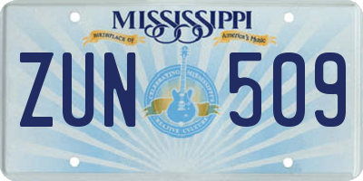 MS license plate ZUN509
