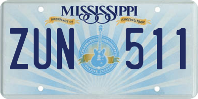 MS license plate ZUN511