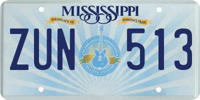MS license plate ZUN513