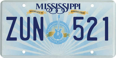 MS license plate ZUN521