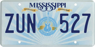 MS license plate ZUN527