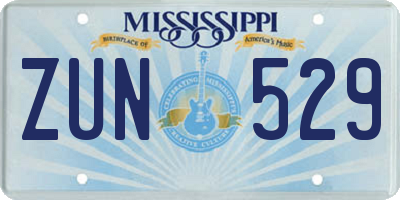 MS license plate ZUN529