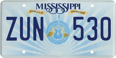 MS license plate ZUN530
