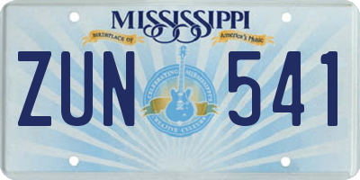 MS license plate ZUN541