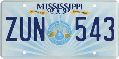 MS license plate ZUN543