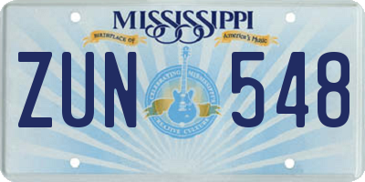 MS license plate ZUN548