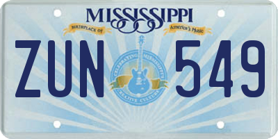 MS license plate ZUN549