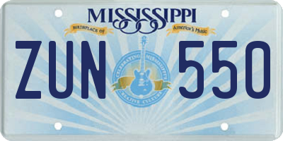 MS license plate ZUN550