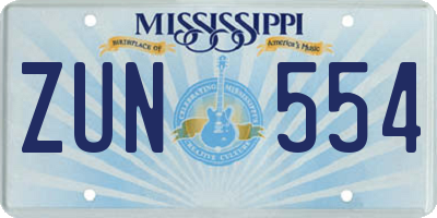 MS license plate ZUN554