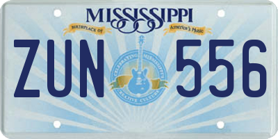MS license plate ZUN556