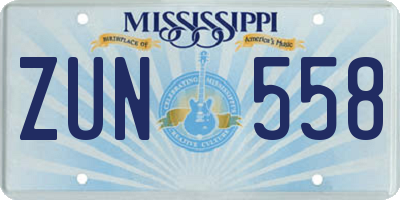 MS license plate ZUN558