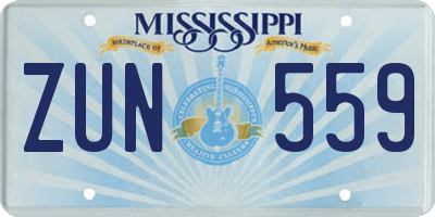 MS license plate ZUN559