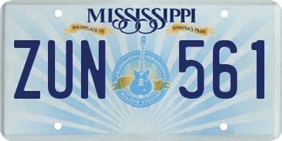MS license plate ZUN561