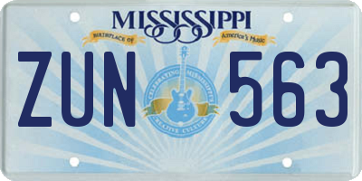 MS license plate ZUN563