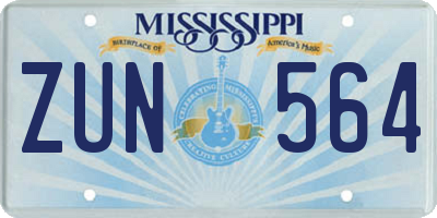 MS license plate ZUN564