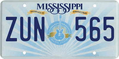 MS license plate ZUN565