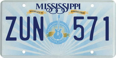 MS license plate ZUN571