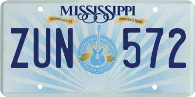 MS license plate ZUN572