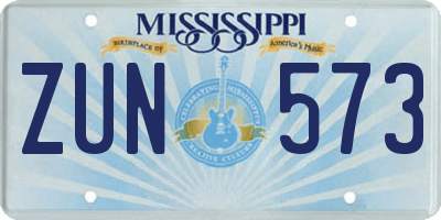 MS license plate ZUN573