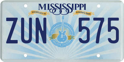 MS license plate ZUN575