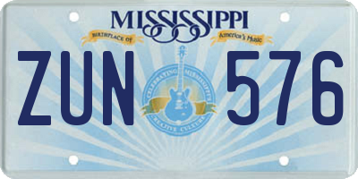 MS license plate ZUN576