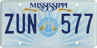 MS license plate ZUN577