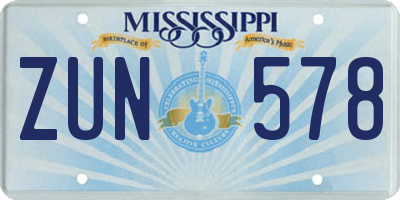 MS license plate ZUN578