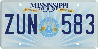 MS license plate ZUN583