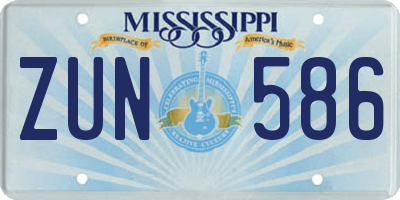 MS license plate ZUN586