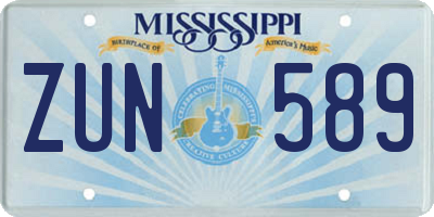 MS license plate ZUN589