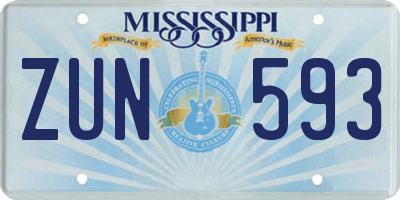 MS license plate ZUN593