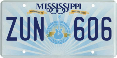 MS license plate ZUN606