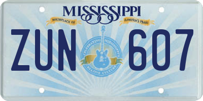 MS license plate ZUN607