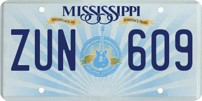 MS license plate ZUN609
