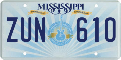 MS license plate ZUN610