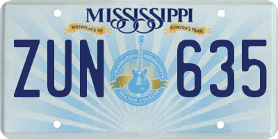 MS license plate ZUN635