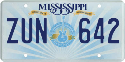 MS license plate ZUN642