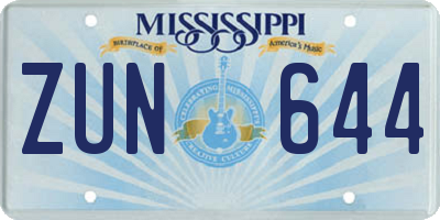 MS license plate ZUN644