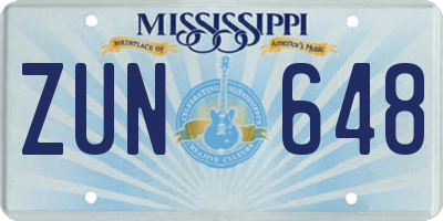 MS license plate ZUN648