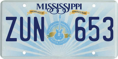 MS license plate ZUN653