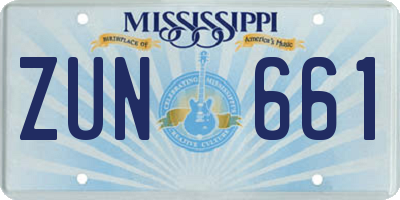 MS license plate ZUN661