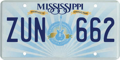 MS license plate ZUN662