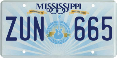 MS license plate ZUN665