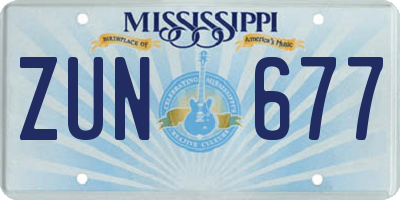 MS license plate ZUN677