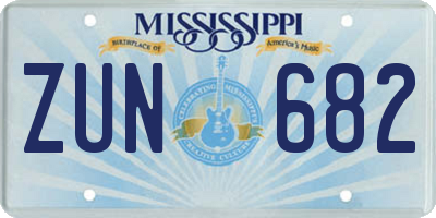 MS license plate ZUN682