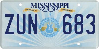 MS license plate ZUN683