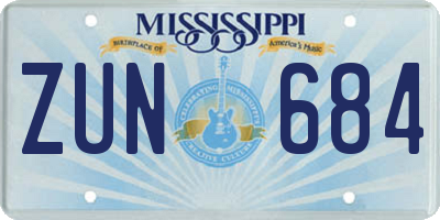 MS license plate ZUN684