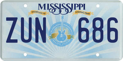MS license plate ZUN686